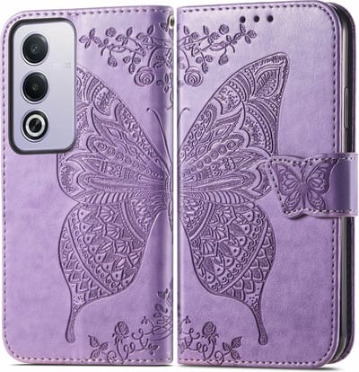 Coverup Hoesje - Geschikt voor OPPO A80 Hoesje - Coverup Vlinder Book Case - Paars