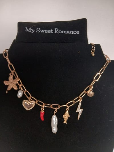 My Sweet Romance® - Dames Ketting Goudkleurig met Zomerse Bedels - Schelpen en Parels - Hypoallergeen