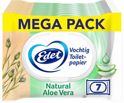 Edet Aloë Vera vochtig wc papier - verrijkt met natuurlijke aloë vera extracten - 7 x 42 = 294 vellen - voordeelverpakking