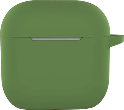Hoesje - Geschikt voor Apple AirPods 4 - met Clip - Siliconen Hoes - Silicone Case Cover - Donkergroen