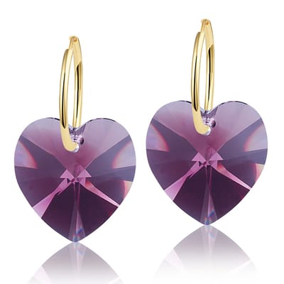 Montebello Oorbellen Delfin HG103 - Swarovski Hart - 925 Zilver Verguld - Ø18mm - 28mm