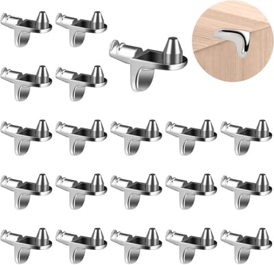 20 Stuks Nikkel Geplateerde Plankdragers, 5mm L-Vormige Steun voor Meubelplanken, Robuuste Hoeksteunen voor Keuken en Boekenkasten
