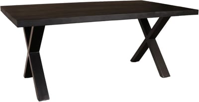 Eettafel Mangohout - Houten Tafel - Gezellig Eten - Stoer X-poot Design - 180cm Lang - Zwart