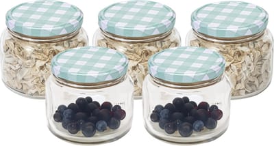 Hega Hogar Weckpot/voorraadpot Classico - 5x - 600 ml - kunststof - groen - D10 x H9 cm