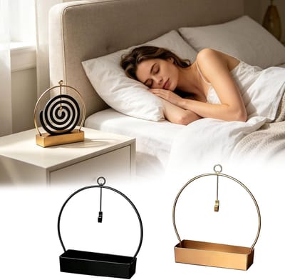 IJzeren Muggenspiraal Houder - Anti Muggen Spiraal Houder - Hittebestendige houder voor muggenspiralen - Schaal voor muggenspiralen - Wierookhouder - Schaal voor muggenspiralenbrander - Voor buiten, kamperen, huisdecoratie - Goud+Zwart