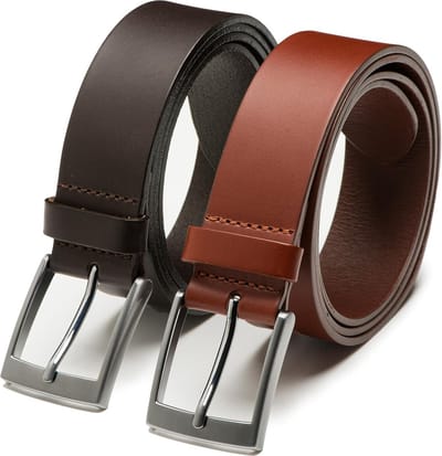 DTCH.FIT Herenriem Leer Finn - Riem Bruin & Donkerbruin - Pantalon & Jeans Broekriem - Riemmaat 85cm - Totale lengte 100cm - 2 Stuks