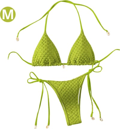 Bovista Bikini Dames - Meisjes Bikini - Badpak - Push Up - Vrouwen Badkleding - Zwemmen - Sexy Set - Top & Broekje - Groenachtig Geel - Maat M