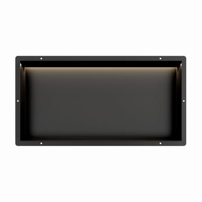 Mat Zwart RVS Inbouwnis 30x60x7cm met tegelflens en RGB verlichting