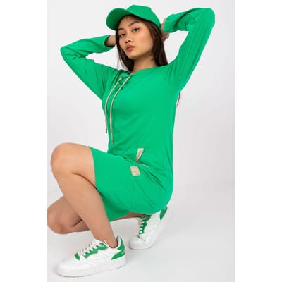Cotton Pocket Charm Dress - Green / S/M