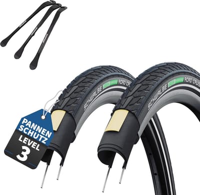 Fietsband Zwart - Banden Set - Stadsritten Maken - Met Reflecterende Strip - 28 x 1.60 inch - Zwart