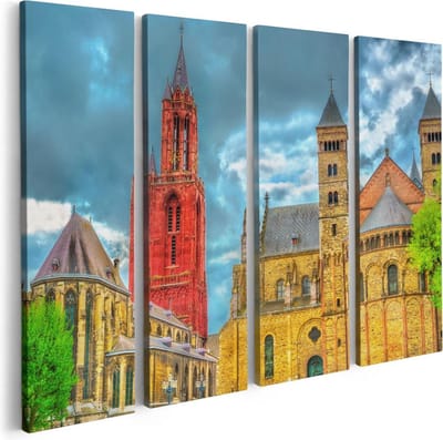 Artaza Canvas Schilderij Vierluik Basiliek van Sint Servaas in Maastricht - 80x60 - Foto Op Canvas - Canvas Print