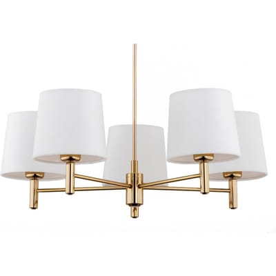 Argon Hanglamp Polo Plus 5-lamps messing/crème