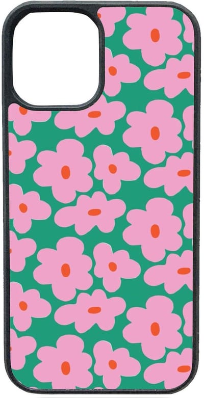 Telefoonhoesje - ROZE BLOEMEN MET GROEN - Iphone 12/12 Pro