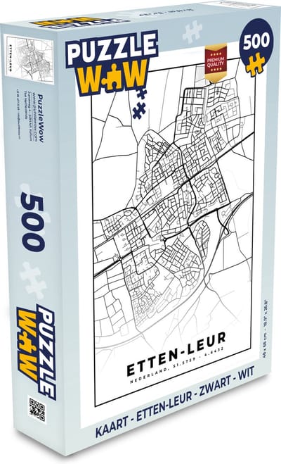 Puzzel Kaart - Etten-Leur - Zwart - Wit - Legpuzzel - Puzzel 500 stukjes