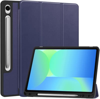 Hoesje - Geschikt voor Samsung Galaxy Tab S10 Lite - Dun & Stevig - Hard Cover Case - Trifold Bookcase Hoes - Met Uitsparing Geschikt voor S Pen - Hardcover Book - Tablethoes - Donkerblauw