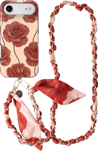 AVY Hoesje Met Telefoonkoord | Geschikt voor Apple iPhone Air | Compatibel met MagSafe & Qi2 | Hard Shell Back Cover | Stijlvol Bijpassend Koord Crossbody (120CM) | Botanique Roses