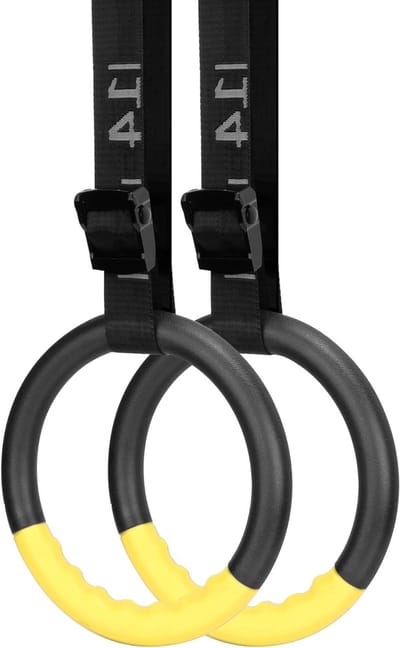 Verstelbare Gymnastiek Ringen met 15 FT Straps - Antislip Pull Up Ringen voor Thuis Gym Oefeningen en Krachttraining