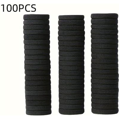 100/200 stuks Zwarte Grote Elastiekjes Beschadigen Het Haar Niet Goede Elasticiteit Pluche Haarring Elastiekje Hoofdtouw Haaraccessoires 100pcs black
