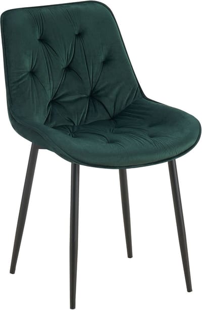 CLP Wallace Eetkamerstoel - Zonder armleuning - Metalen frame - Vloerbeschermers - Velvet - Fluweel - groen