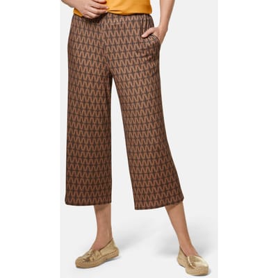 Aantrekkelijke gedessineerde, soepelvallende broek VERA - zwart / camel - Gr. 38 van Goldner Fashion