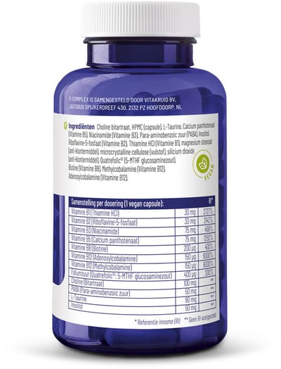 Vitakruid B-Complex Actief Zonder B6 - 2 x 90 vegancapsules - Voordeelverpakking