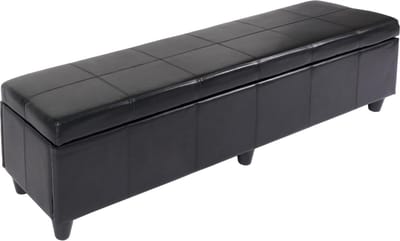 Bankzitting met opbergruimte Kriens XXL, kunstleer, 180x45x45cm MVG-gecertificeerd ~ zwart