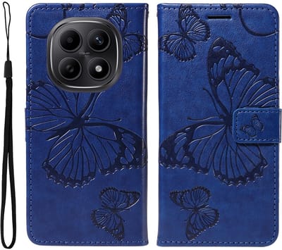 Coverup Hoesje - Geschikt voor Xiaomi Redmi Note 15 5G / Poco M8 Hoesje - Coverup Vlinders Book Case - Blauw