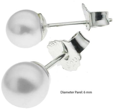 Xiu Jewel - Zoetwater Parel Oorbellen - 925 Zilver - Wit- 6 mm