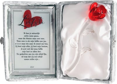 Kristallen Roos met gedicht Mijn Liefste -Voor mijn Liefste- kado voor trouwdag - New Dutch®-