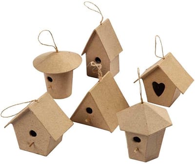 vogelhuisjes 7 cm papier-machÃ© blank 6 stuks