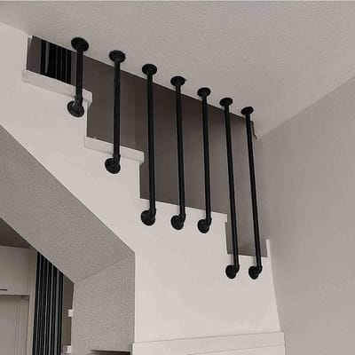 Trapleuning Set - Muursteunen Handgreep - Veilig Traplopen - Gegalvaniseerd Smeedijzer - 40cm Lengte - Zwart