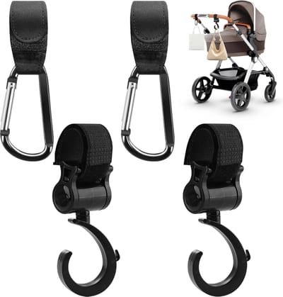 4 Kinderwagen Tassenhaak - Tassenhaak - Stroller straps - Buggy Haak - Kinderwagen Haakjes - Multifunctionele klittenband haak - Groot - Kinderwagen Tassenhaakjes - Boodschappen Haak - Tassenhaak Universeel - Buggy Tassen Haakjes - Buggy accessoires