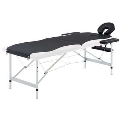 vidaXL - Massagetafel - inklapbaar - 2 - zones - aluminium - zwart - en - wit