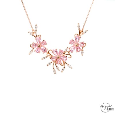OZ Jewels – RozenDroom Ketting – Roségoud – Roze Stenen – Dames