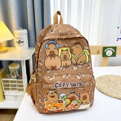 Mode Kawaii Capybara College Rugzak Grote Capaciteit Ademend Meisjes Boekentas Schattige Cartoon Student Schooltas Vrouwen Mochilas beige
