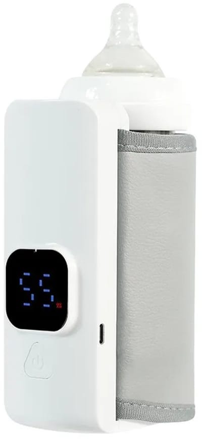 LISM-Draagbare babyflesverwarmer, gemakkelijk mee te nemen, met een grote capaciteit van 4000 mAh, 6 temperatuurinstellingen en een led-display, waardoor het een ideale keuze is voor op reis.