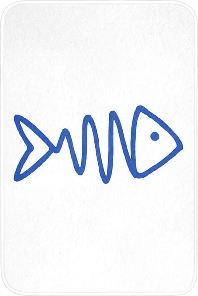Badmat 60x90 cm - Antislip - Vis - Minimalistisch - Blauw - Lijn - Badmatten voor badkamer - Badkamermat - Douchemat - Badkamer mat