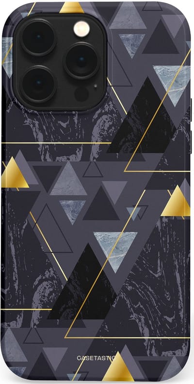 Casetastic hoesje geschikt voor Apple iPhone 14 Pro Max - MagSafe - Dubbellaagse bescherming - Zwart Goudpatroon - Fashion Case - Donkergrijs Grijs