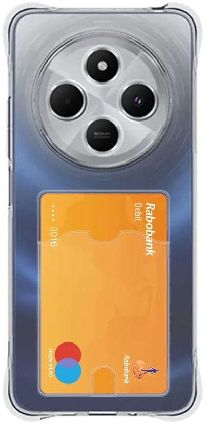 Transparant Hoesje met Pasjeshouder Geschikt voor Xiaomi Redmi 14C | Back Cover Dun TPU | Schokbestendig | Ultra Dun | Kaarthouder Achterkant | Shockproof | Doorzichtig