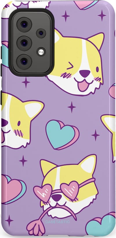 Casetastic Hoesje Geschikt voor Samsung A52 (4G/5G/s) - Stijlvolle Beschermende Duo-layer Case - Liefde is een Corgi