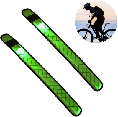Ynkkvre - LED lichtarmband - Reflecterend armband - USB-oplaadbaar armband - Reflecterend veiligheidsarmband - 2 stuks - Nachtveiligheidsarmband - 3 lichtstanden & zichtbaar tot 200 meter -extra lange levensduur - 25cm - Groente