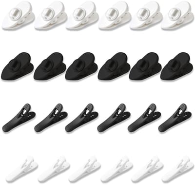 24 Stuks Verschillende Hoofdtelefoon Kabelclips, Draaiende en Vaste Kabelclips voor Microfoon en Kleding, Ideaal voor Kabelbeheer en Organisatie