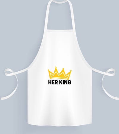 Akyol - her king Keukenschort - Koning - iemand die zich voelt als een koning - valentijnsdag - verjaardag - cadeautje voor vriendje - kado - geschenk - 82 bij 71 cm