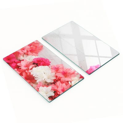 Multifunctionele decoratieve glazen borden met bloemenprint 2x30x52 cm