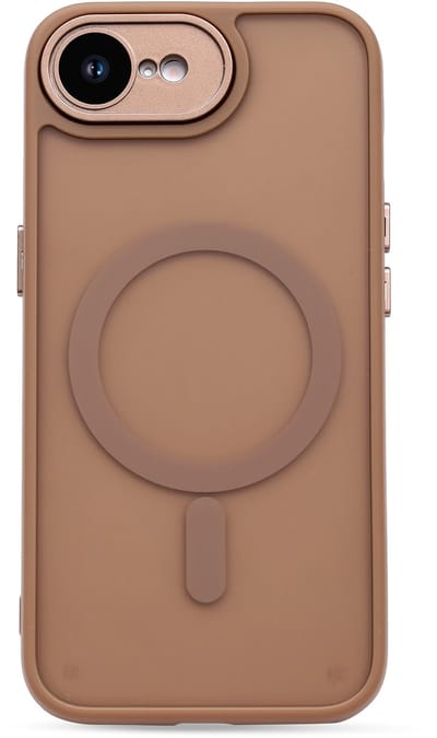 Casemania Hoesje Geschikt voor Apple iPhone 16e - Bruin - Matte Armor Back Cover - Geschikt voor MagSafe