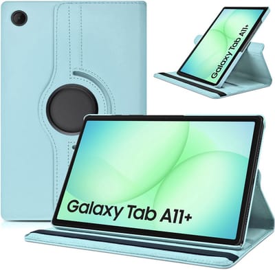 Arara Hoes Geschikt voor Samsung Galaxy Tab A11 Plus - 360° draaibaar - tablethoes - Lichtblauw