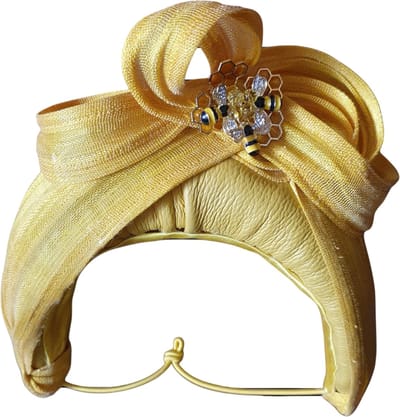 Creaciones - Diadeem Dames Leder - Geel Natuurlijk Leer - Bijenapplicaties - Hoofdband One-Size - Handgemaakt en Uniek