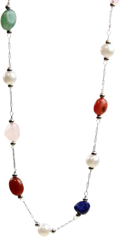 Subtiele edelsteen ketting met parels