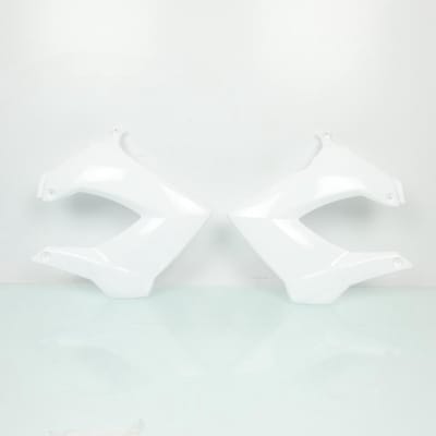 Paar witte radiateurkappen voor Derbi 50 Senda R Xrace 2000 tot 2008 motorfietsen