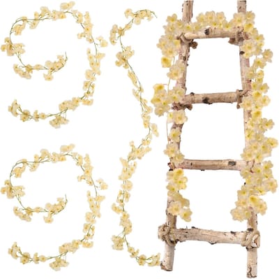 Dailygoods - Kunstkersenbloesem-slinger, 2 stuks, 1,8 m, bloemenslinger, hangende wijnstok, zijden bloemendecoratie, 135 bloemkoppen, kunstbloemen, ophangen voor bruiloft, feest, thuis, tuin, boogmuur